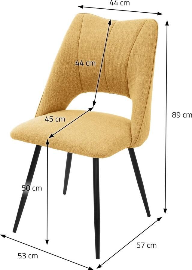 Ml-design Eetkamerstoel set van 4 mosterdgeel gestoffeerd incl. montagemateriaal Gestoffeerde stoel Keukenstoel