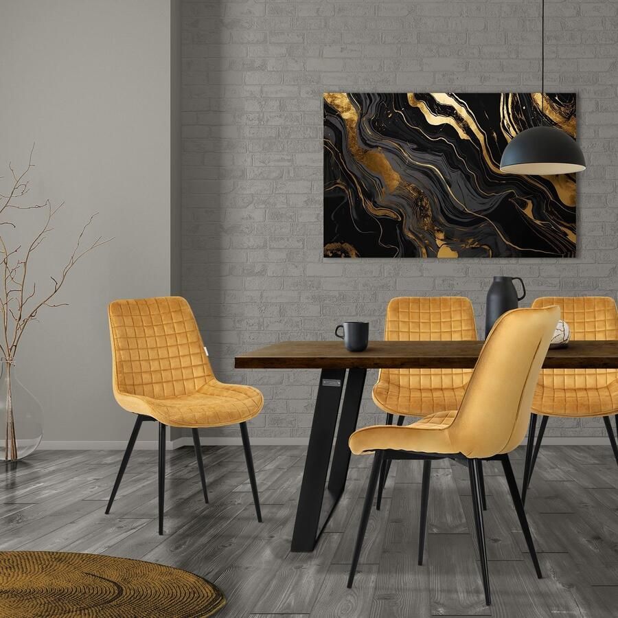 Ml-design Eetkamerstoel set van 4 antraciet met kunstlederen bekleding en stalen poten Keukenstoel met rugleuning - Foto 2