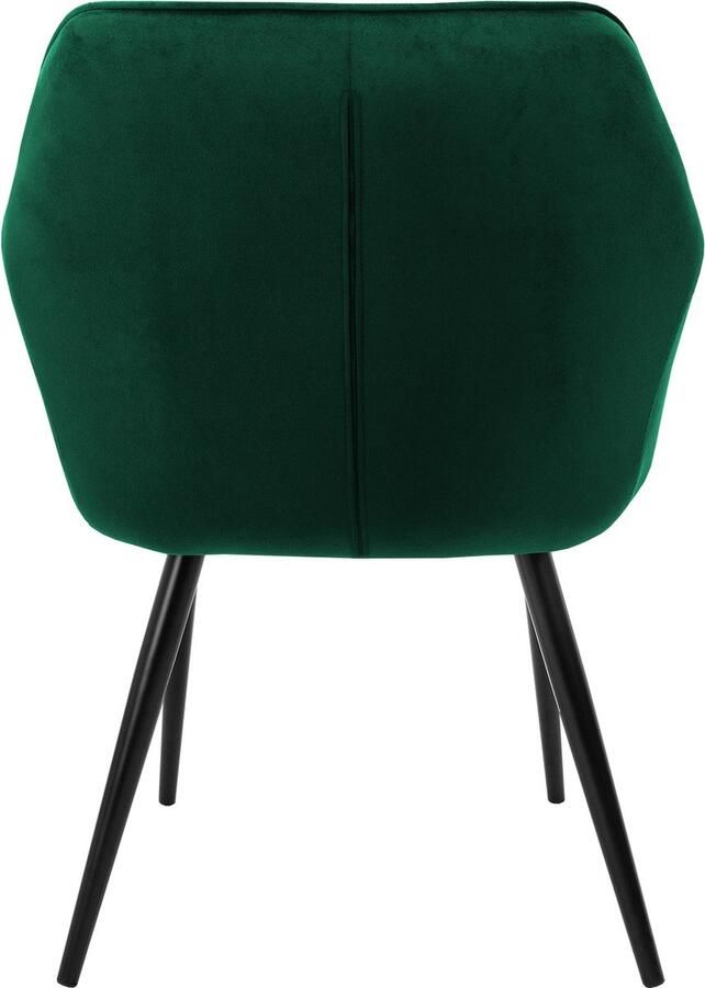 Ml-design Set van 4 Eetkamerstoelen met Armleuningen en Rugleuning Donkergroen Keukenstoel met Fluwelen Bekleding Gestoffeerde Stoel met Metalen Poten Ergonomische Stoel voor Eettafel Eetkamerstoel Woonkamerstoel
