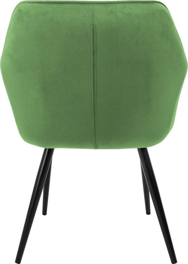 Ml-design set van 8 eetkamerstoelen met armleuning en rugleuning groen keukenstoel met fluwelen bekleding gestoffeerde stoel met metalen poten ergonomische stoel voor eettafel woonkamerstoel - Foto 2