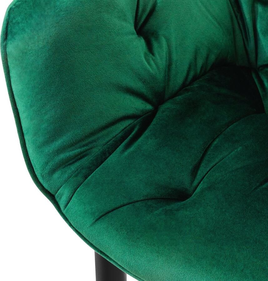 Ml-design Eetkamerstoel set van 6 Grote ruitvormige quilting met rugleuning en armleuningen Donkergroen Keukenstoel met microvezel fluwelen bekleding