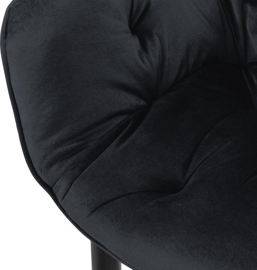 Ml-design Eetkamerstoel set van 6 met rugleuning en armleuningen zwart Keukenstoel met microvezel fluwelen bekleding