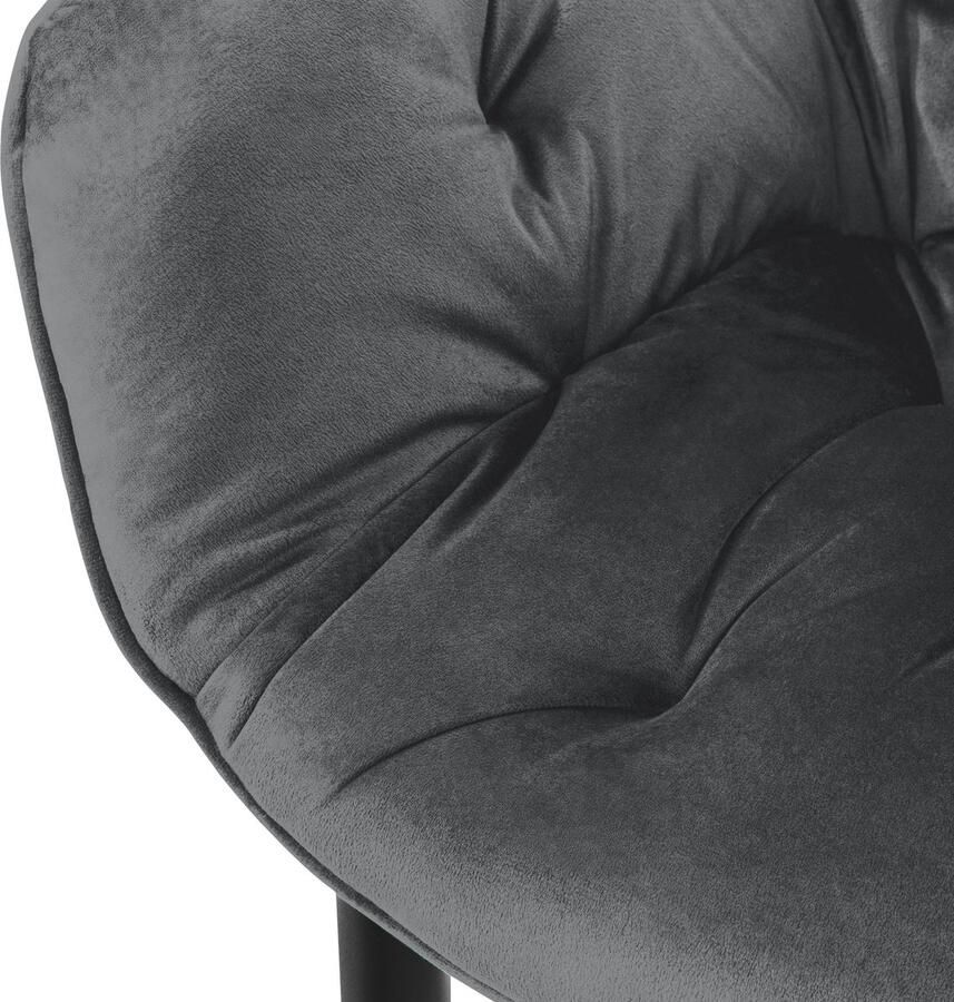 Ml-design Eetkamerstoel set van 6 met rugleuning en armleuningen antraciet Keukenstoel met microvezel fluwelen hoes