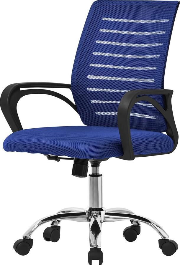 Ml-design Ergonomische bureaustoel met armleuningen Mesh stof blauw met wielen
