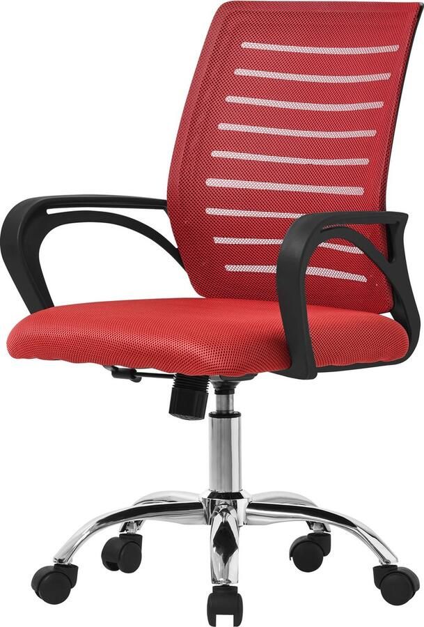 Ml-design Ergonomische bureaustoel met armleuningen Mesh stof rood met wielen