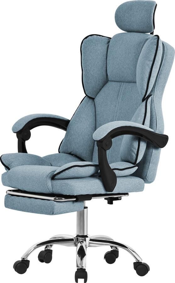 Ml-design Executive bureaustoel in hoogte verstelbaar blauw met in hoogte verstelbare rugleuning en voetensteun & hoofdsteun tot 120 kg