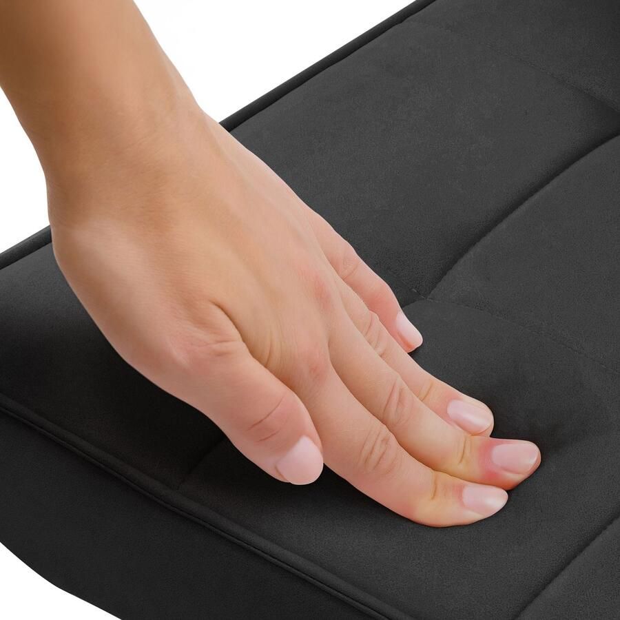 Ml-design Fauteuil Mid Century Modern Zwart Gestoffeerde fauteuil met lendenkussen Relaxfauteuil