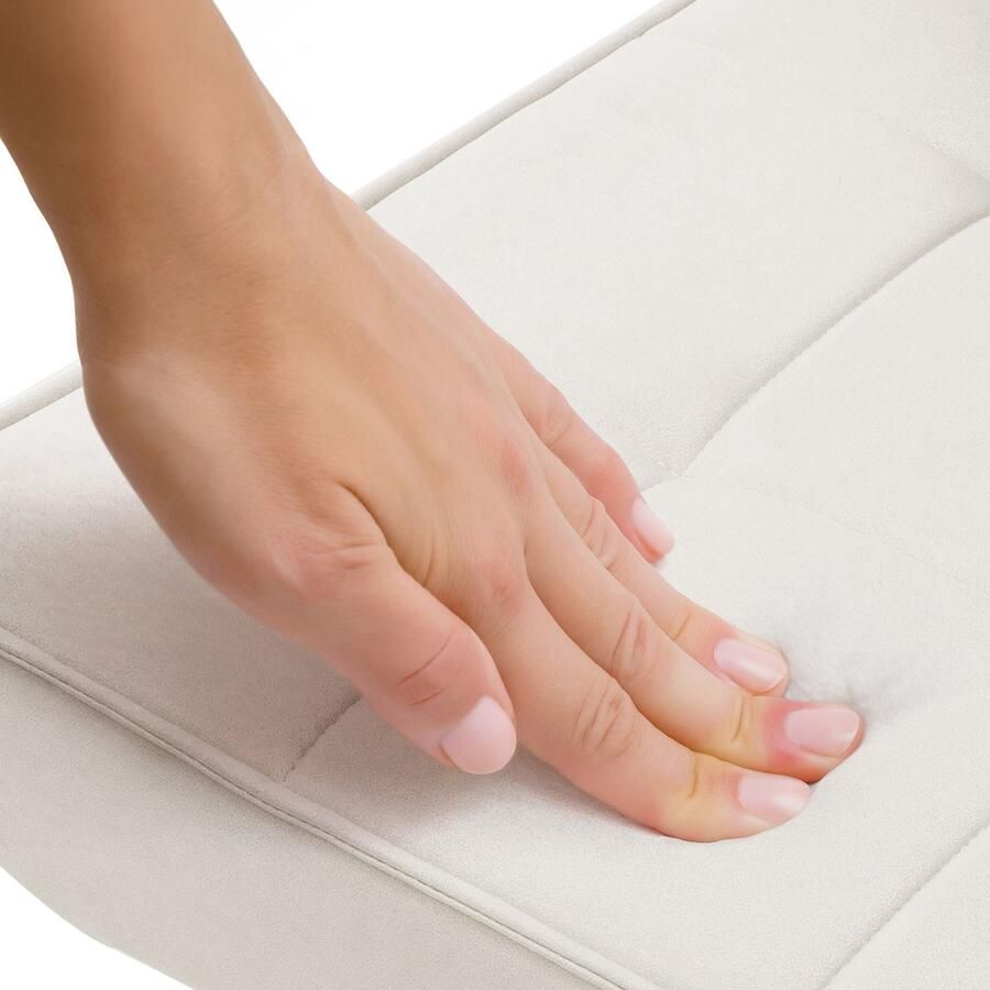 Ml-design Fauteuil Mid Eeuw Modern Crème Gestoffeerde fauteuil met lendenkussen Relax fauteuil