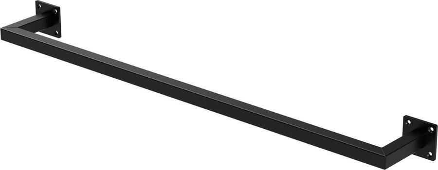 Ml-design Set van 3 kledingstangen kapstok wandmontage 12 x 90 cm zwart staal - Foto 2