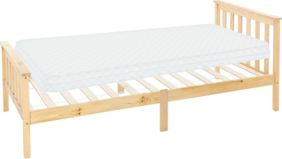 Ml-design Houten bedframe 90x200 cm van grenenhout incl. matras H-10cm met lattenbodem en hoofd- en voeteneind - Foto 4