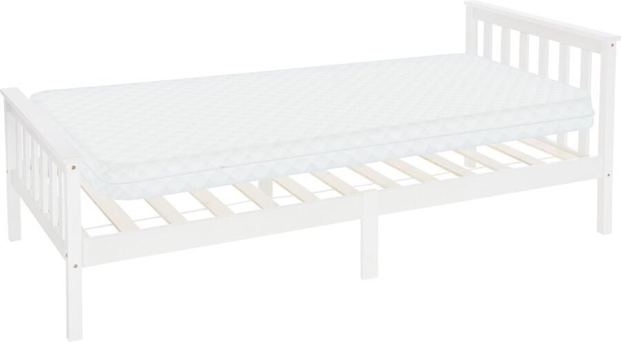 Ml-design Bedframe houten bed 90x200 cm wit gemaakt van grenenhout incl. matras H-16cm met lattenbodem en hoofd- en voeteneind - Foto 6