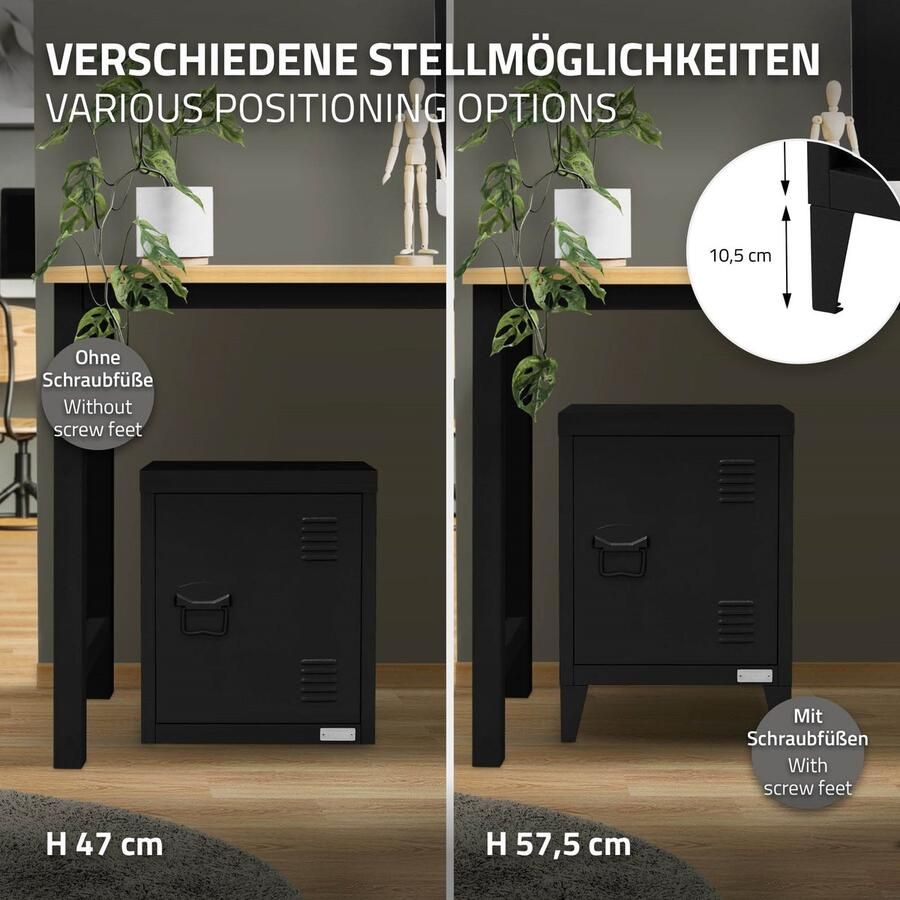 Ml-design Industriële archiefkast Kantoorkast 40x30x57 5 cm zwart staal