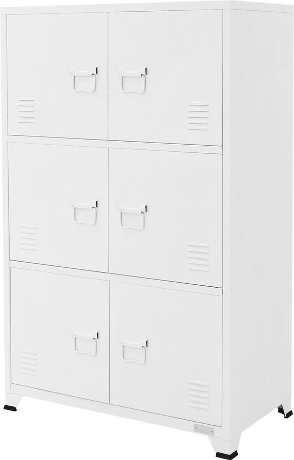 Ml-design Kantoorkast met drie niveaus magnetische sluiting 75x40x120 cm wit staal