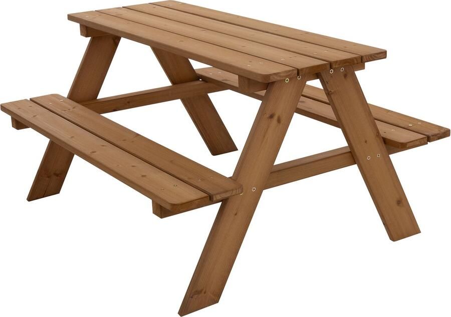 Ml-design Kinderzitje Picknicktafel kinderen voor 4 bruin massief hout vanaf 2 jaar