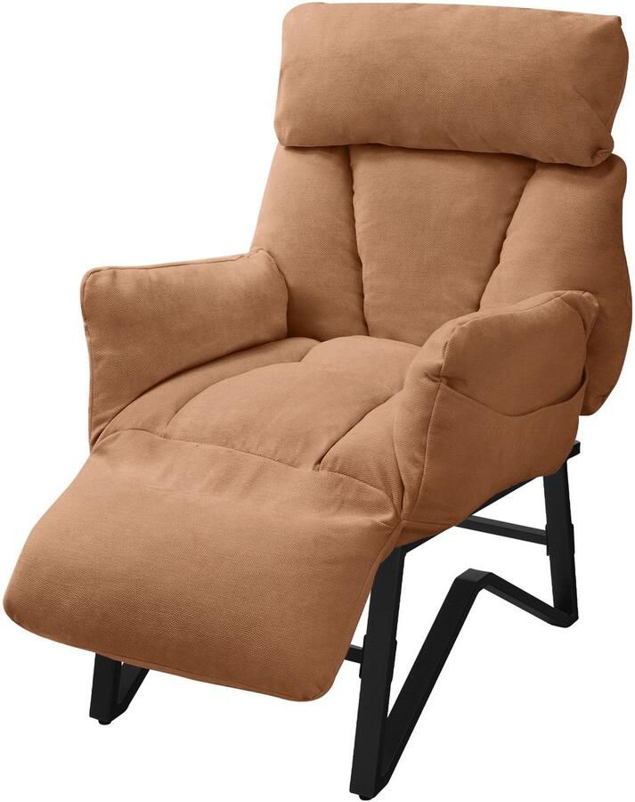 Ml-design Loungestoel met armleuningen Bruin Relax fauteuil met linnen hoes