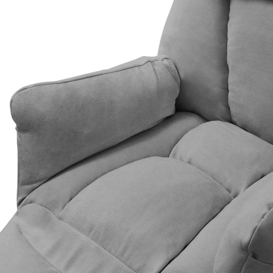 Ml-design Loungestoel met armleuningen grijs Relax fauteuil met linnen bekleding