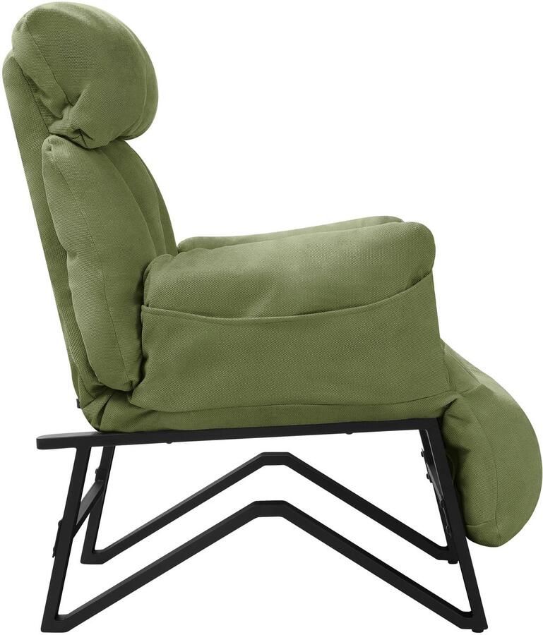 Ml-design Loungestoel met armleuningen groen Relax fauteuil met linnen hoes