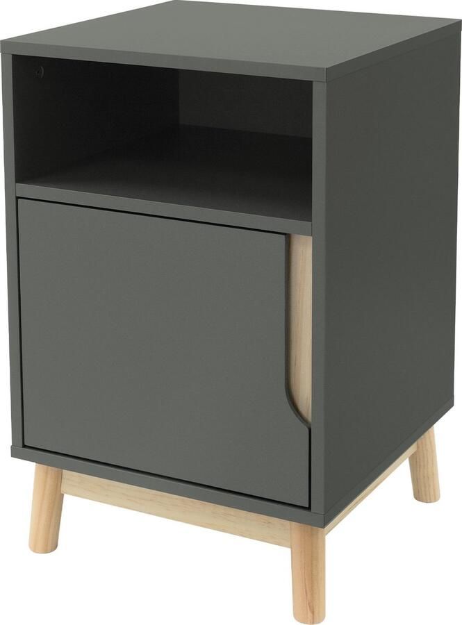 Ml-design Modern nachtkastje mat groen 62x40 cm met 2 vakken gemaakt van MDF & grenenhout Bijzettafel