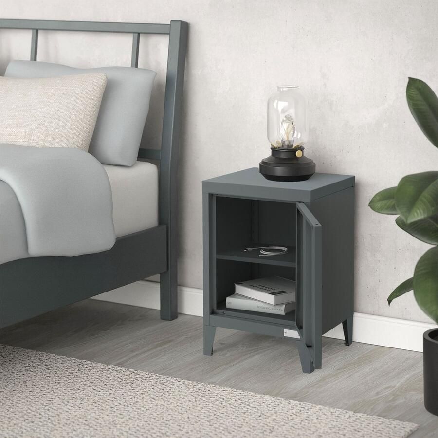 Ml-design Nachtkastje 40x30x58 cm antraciet staal met verstelbare plank