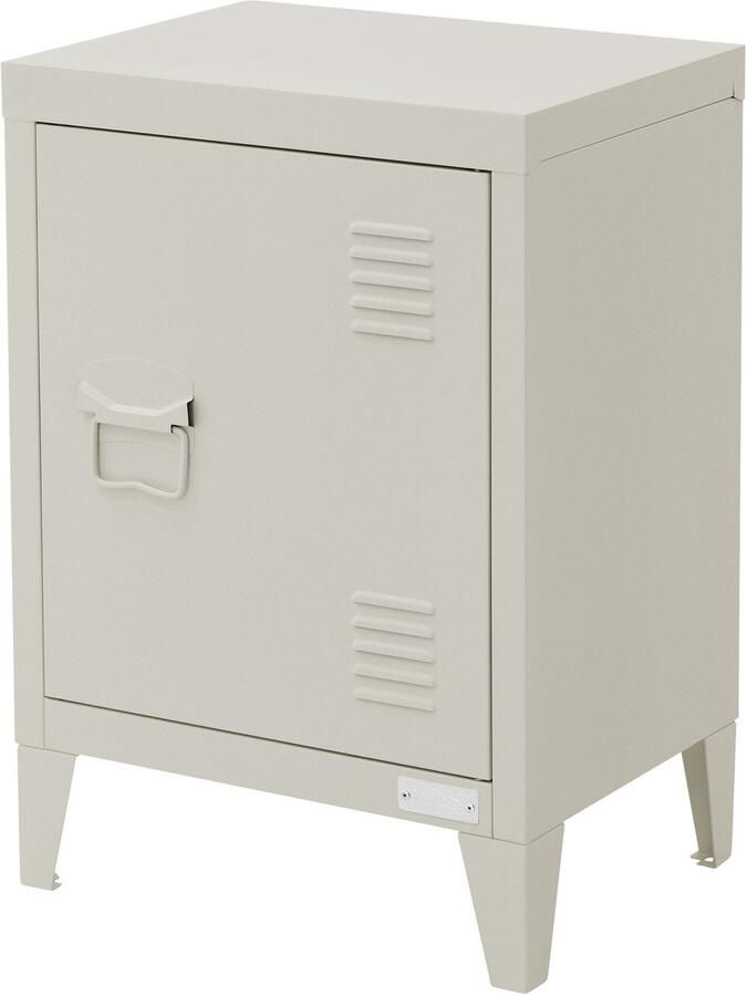 Ml-design Nachtkastje 40x30x58 cm lichtgrijs staal met verstelbare plank