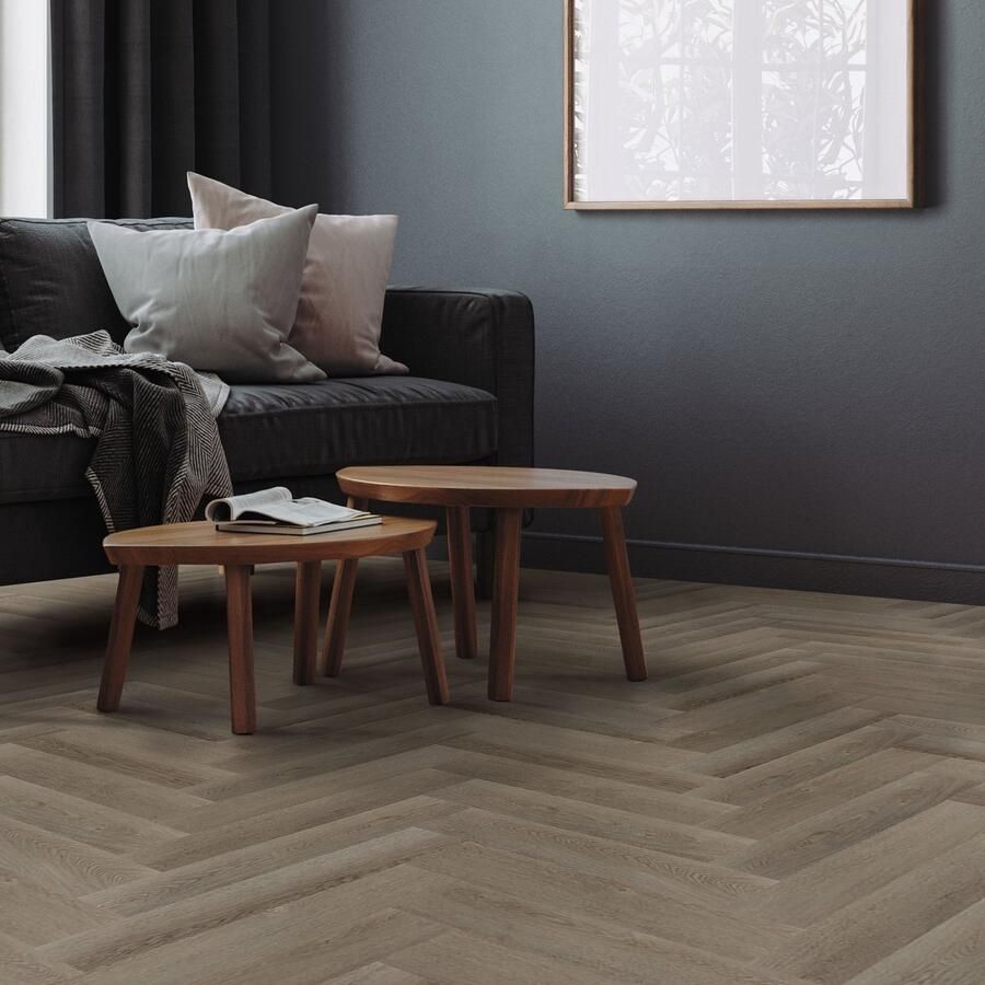 Ml-design Set van 4 PVC vinyl vloeren visgraat klik vinyl 1 56m² 20 planken 4 2mm dik donker eiken geschikt voor vochtige ruimtes