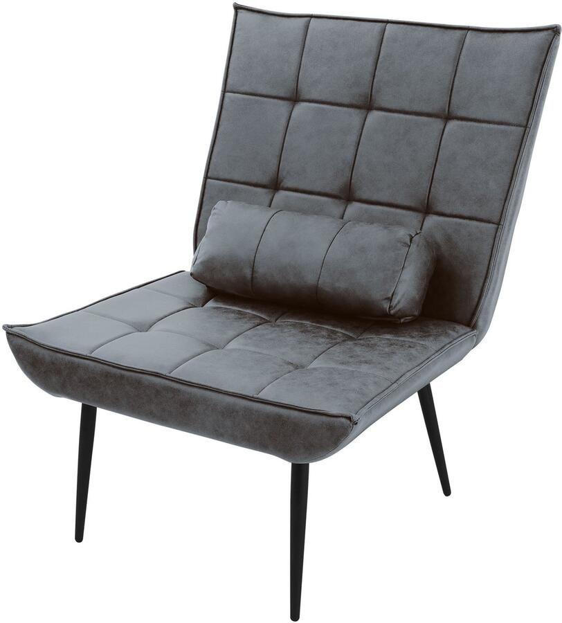 Ml-design Loungestoel antraciet Gestoffeerde fauteuil met lendenkussen Relaxfauteuil - Foto 2