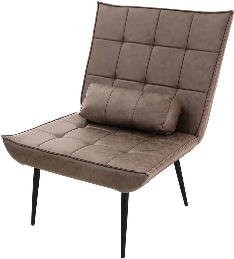 Ml-design Loungestoel Bruin Gestoffeerde fauteuil met lendenkussen Relax fauteuil - Foto 2