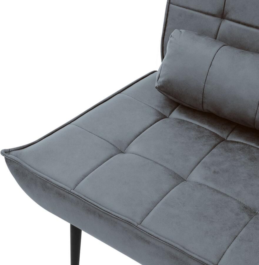 Ml-design Relax fauteuil set van 2 antraciet met nekrol PU leren bekleding met metalen poten