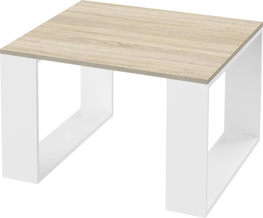 Ml-design Salontafel 65x65x40 cm eiken look witte spaanplaat