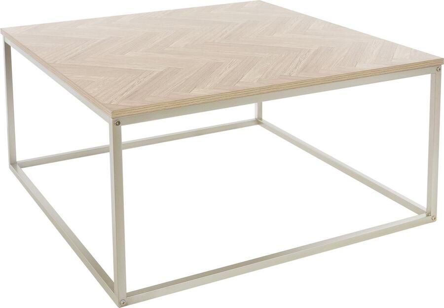 Ml-design Salontafel 80x40 cm visgraatmotief eiken look met stalen frame