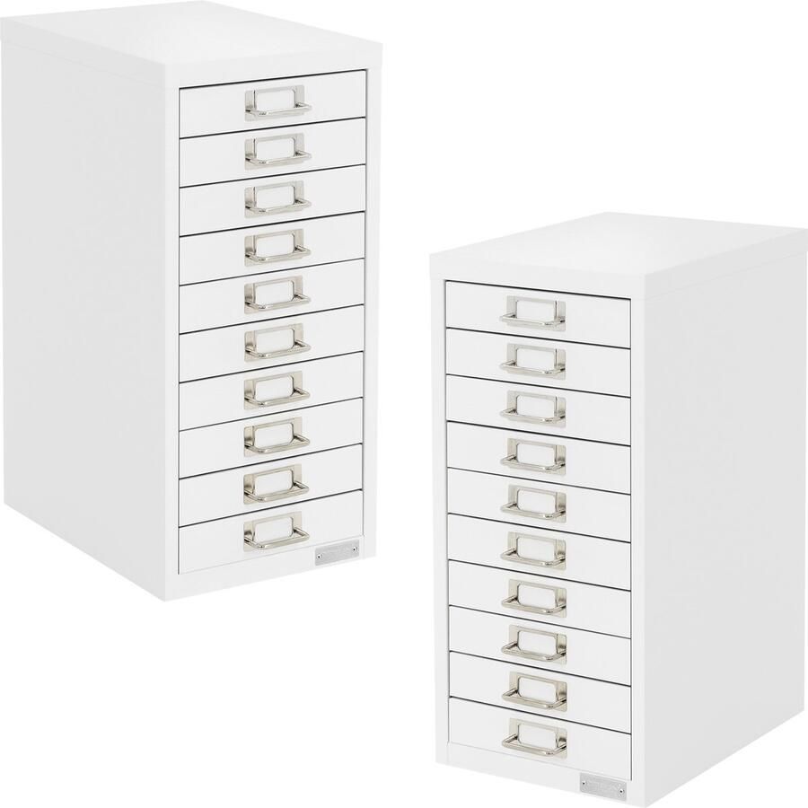 Ml-design set van 2 archiefkasten met 10 laden 28x38x60cm wit metalen ladekast DIN A4 kantoorkast met etikethouder stalen kast metalen kast gereedschapskast opbergkast