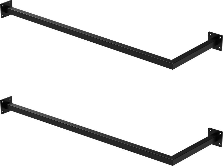 Ml-design Garderobe voor wandmontage D30cm x B90cm zwart gemaakt van staal roestvrij L-vormige garderobe wandgarderobe garderobe kapstok incl. bevestigingsmateriaal