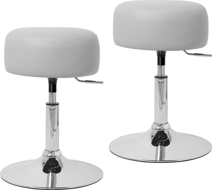 Ml-design Set van 2 krukken Ø 33 cm lichtgrijs verchroomd staal - Foto 4