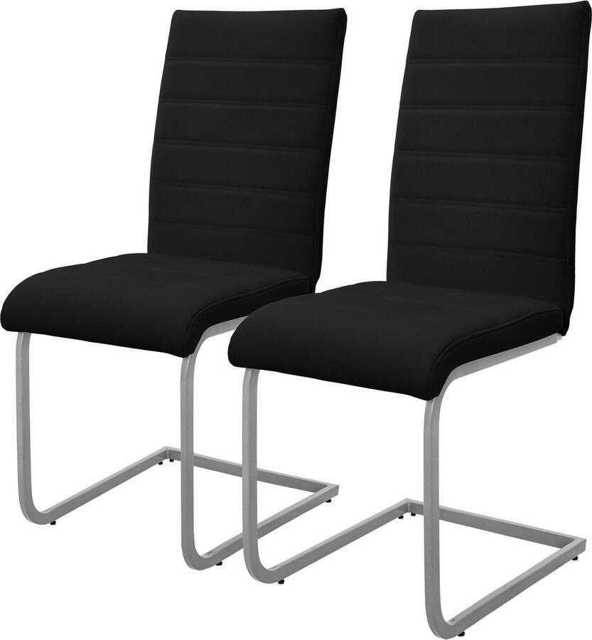 Ml-design eetkamerstoelen set van 4 zwart schommelstoel sledestoel met hoge rugleuning ergonomische keukenstoelen van kunstleer & metaal moderne gestoffeerde stoel voor eettafel & woonkamer - Foto 4