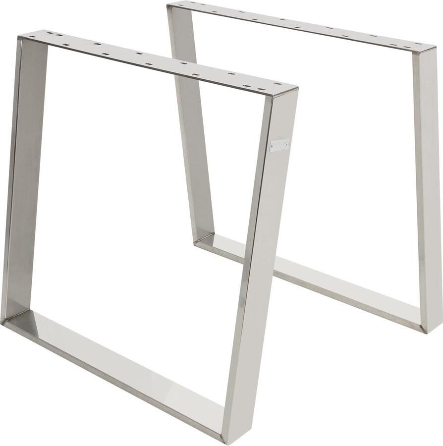 Ml-design set van 2 tafellopers 80GRAD inclinatie 75x72 cm zilver profiel 8x2 cm schuine tafelpoten metalen meubellopers schuin stalen tafelframe - Foto 2