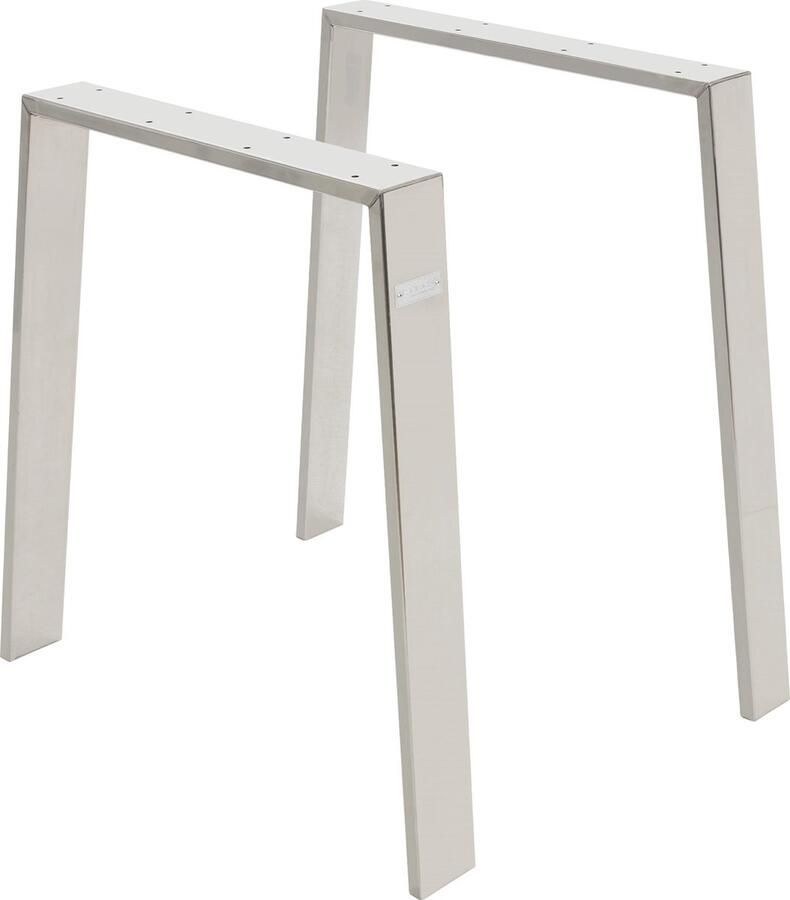 Ml-design Tafelpoten Tafelframe set van 2 trapezium design 55-75 x 72 cm zilver gemaakt van roestvrij staal - Foto 3