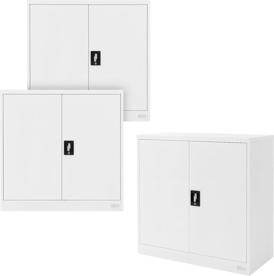 Ml-design set van 3 afsluitbare archiefkasten 90x40x90 cm wit staal 2 in hoogte verstelbare planken kantoorkast 2 deuren metalen kast stalen kast opbergkast materiaalkast