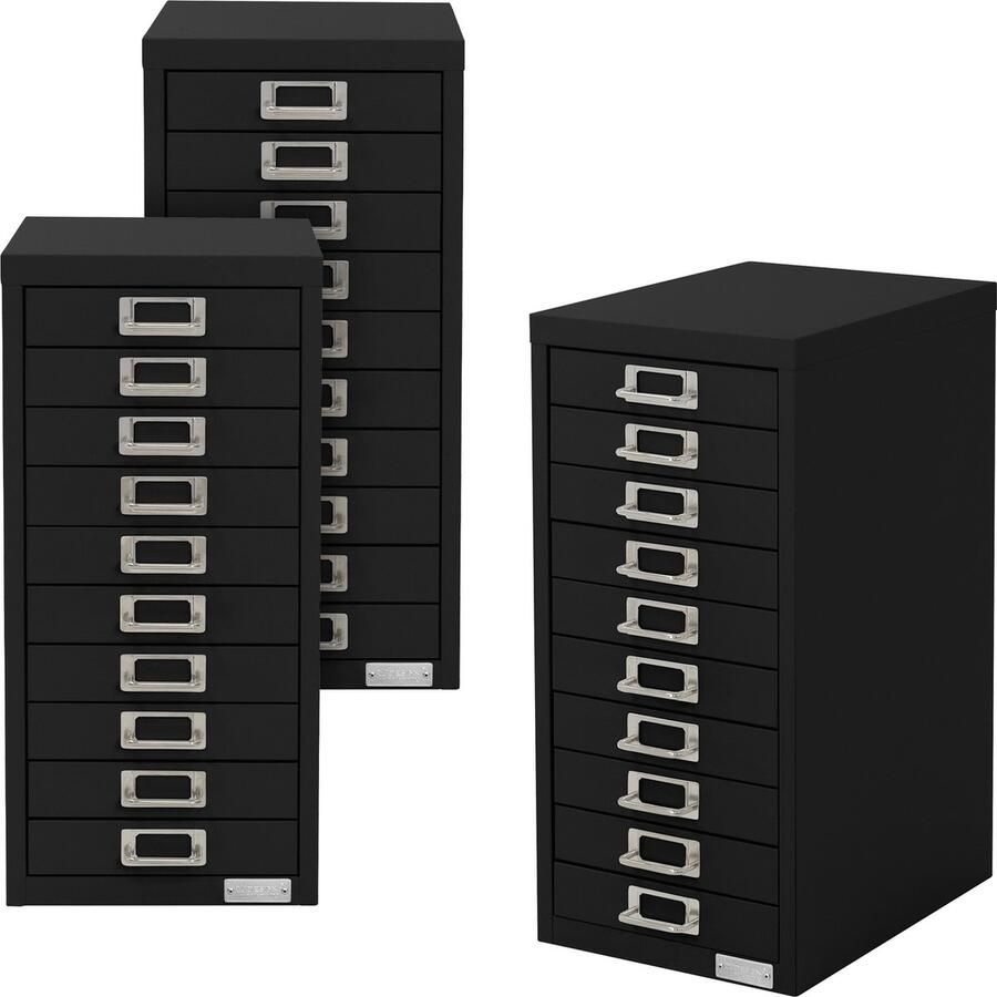 Ml-design set van 3 archiefkasten met 10 laden 28x38x60cm zwart metalen ladekast DIN A4 kantoorkast met etikethouder stalen kast metalen kast gereedschapskast opbergkast