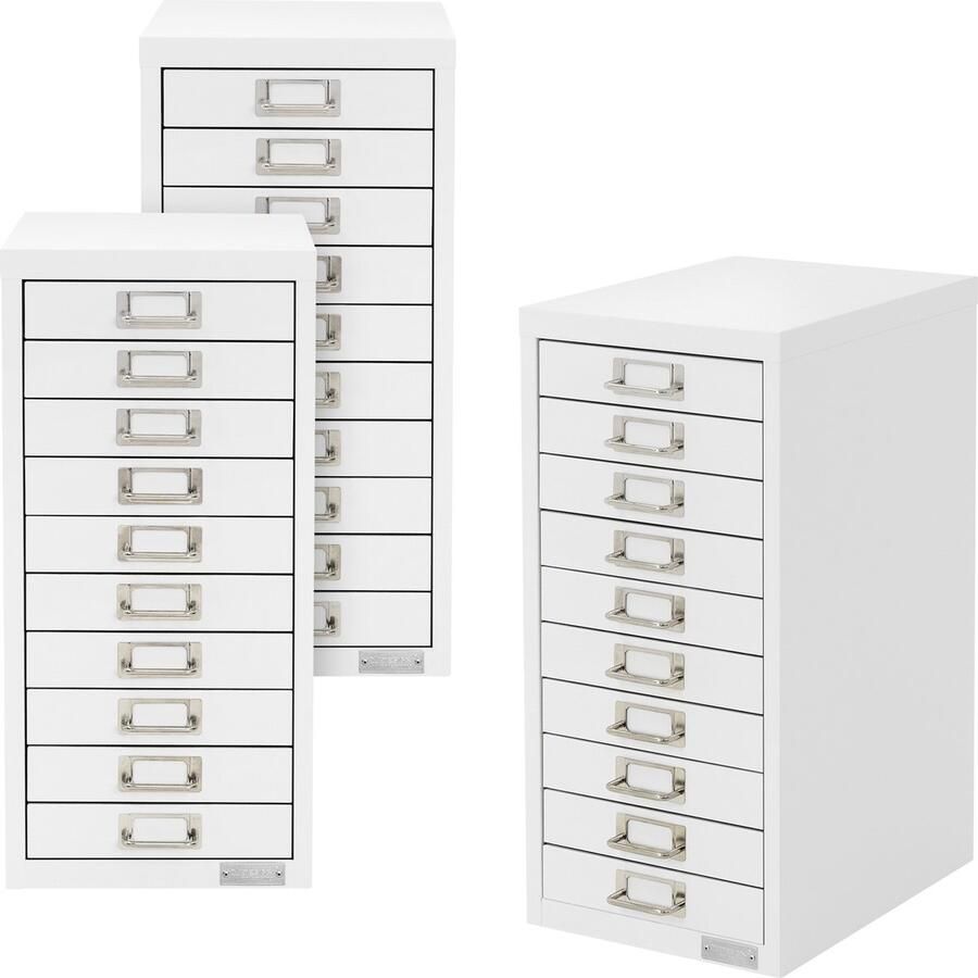 Ml-design set van 3 archiefkasten met 10 laden 28x38x60cm wit metalen ladekast DIN A4 kantoorkast met etikethouder stalen kast metalen kast gereedschapskast opbergkast