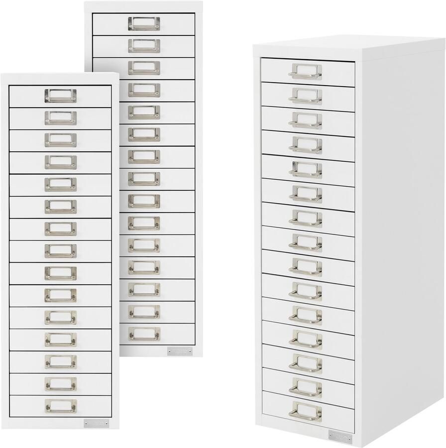 Ml-design set van 3 archiefkasten met 15 laden 28x38x87 cm wit metalen ladekast DIN A4 kantoorkast met etikethouder stalen kast metalen kast gereedschapskast opbergkast