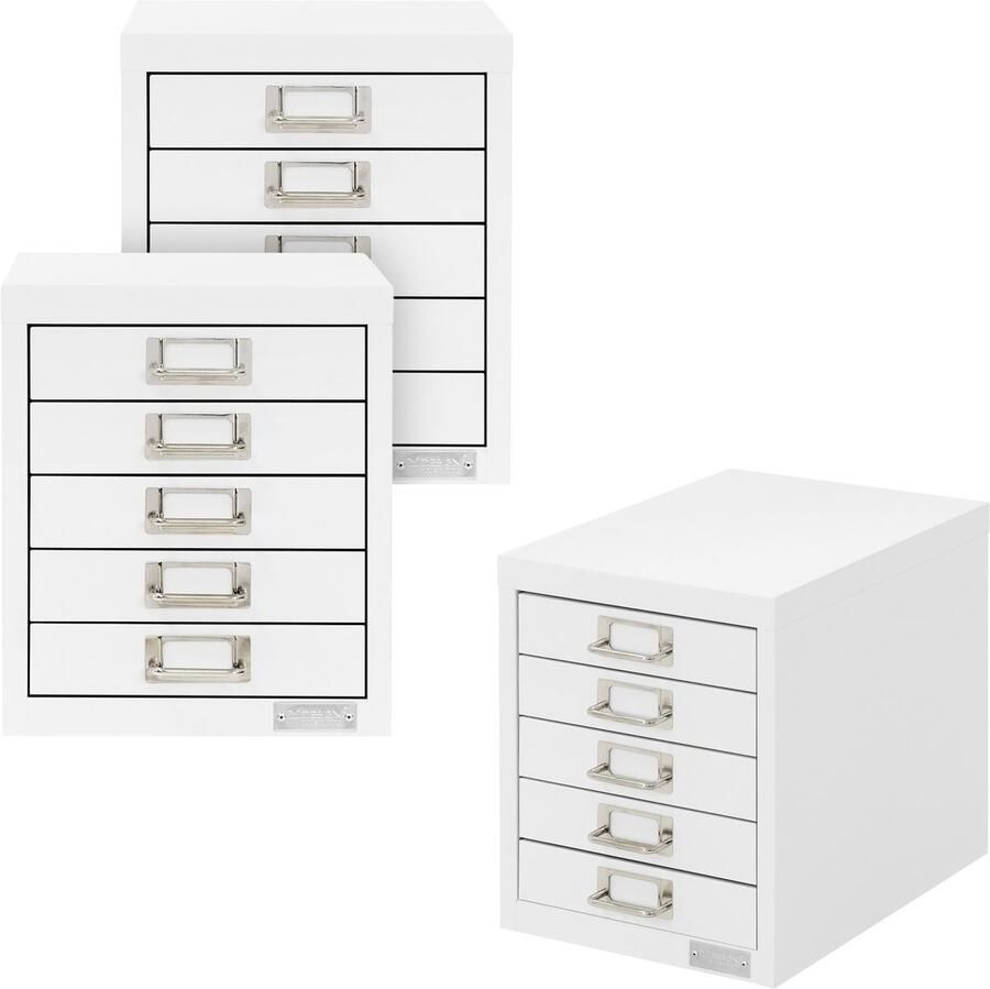 Ml-design set van 3 archiefkasten met 5 laden 28x38x33 cm wit metalen ladekast DIN A4 kantoorkast met etikethouder stalen kast metalen kast gereedschapskast opbergkast