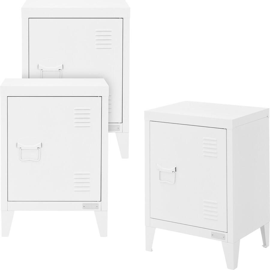 Ml-design set van 3 archiefkasten 40x30x57 5 cm wit gemaakt van staal vrijstaande kantoorkast met 4 poten kleine opbergkast stalen kast metalen kast opbergkast nachtkastje bijzettafel