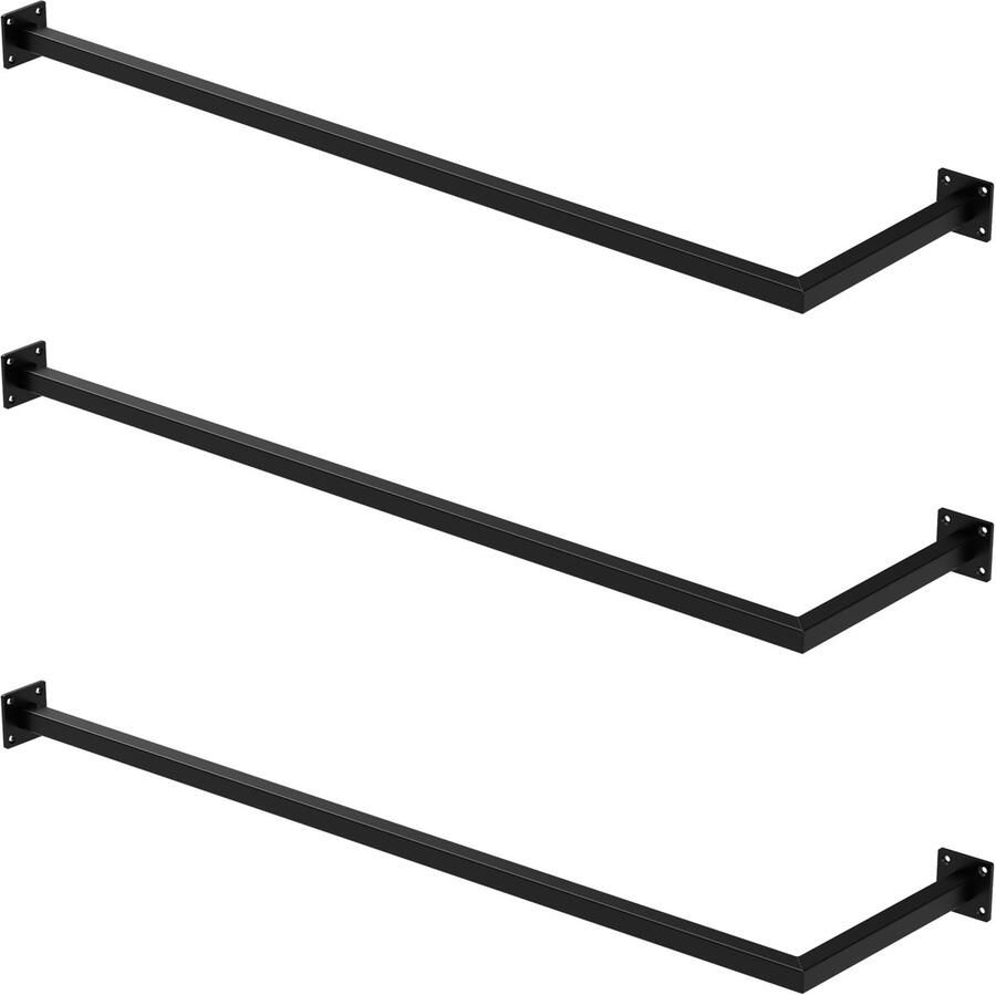 Ml-design Kapstok voor wandmontage D30cm x B110cm zwart gemaakt van staal roestvrij L-vormige kapstok wandgarderobe kapstok incl. bevestigingsmateriaal