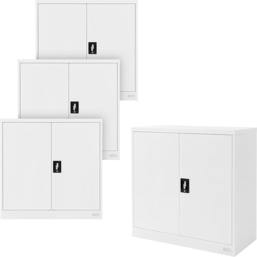 Ml-design set van 4 afsluitbare archiefkasten 90x40x90 cm wit staal 2 in hoogte verstelbare planken kantoorkast 2 deuren metalen kast stalen kast opbergkast materiaalkast