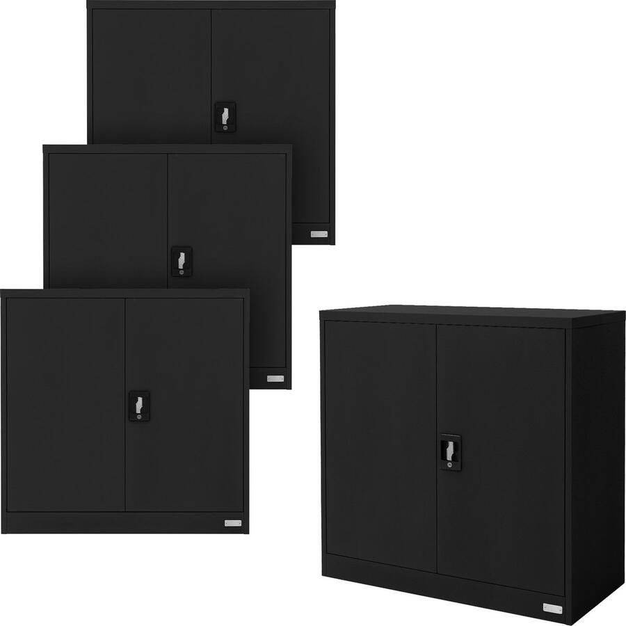 Ml-design set van 4 afsluitbare archiefkasten 90x40x90 cm zwart staal 2 in hoogte verstelbare legborden Kantoorkast 2 deuren Metalen kast Stalen kast Opbergkast Materiaalkast