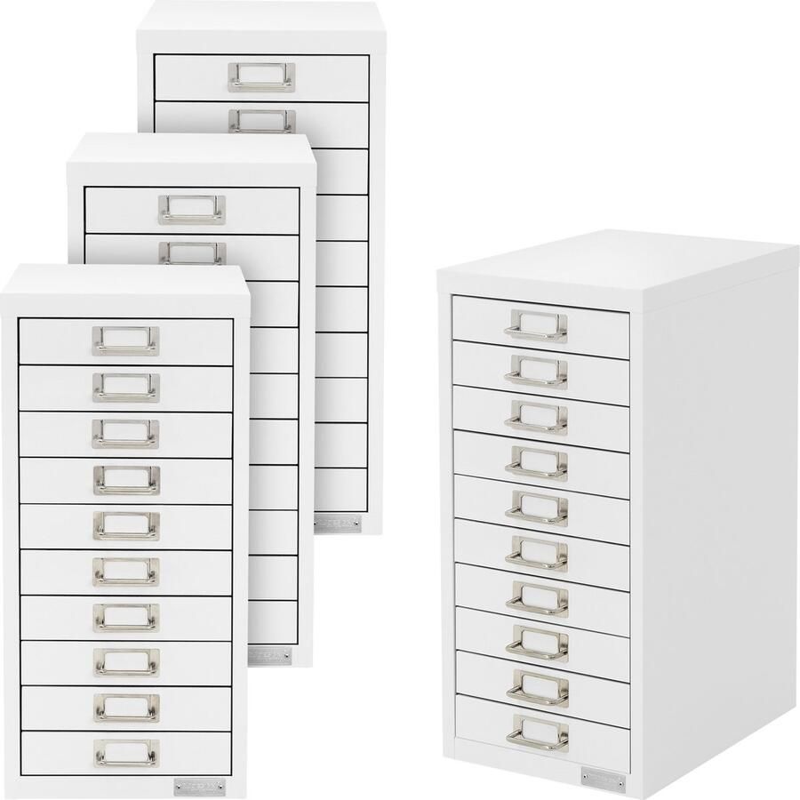 Ml-design set van 4 archiefkasten met 10 laden 28x38x60cm wit metalen ladekast DIN A4 kantoorkast met etikethouder stalen kast metalen kast gereedschapskast opbergkast