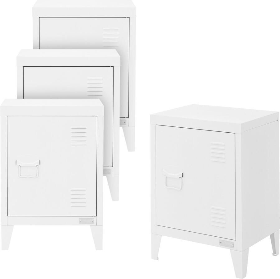 Ml-design set van 4 archiefkasten 40x30x57 5 cm wit gemaakt van staal vrijstaande kantoorkast met 4 poten kleine opbergkast stalen kast metalen kast opbergkast nachtkastje bijzettafel