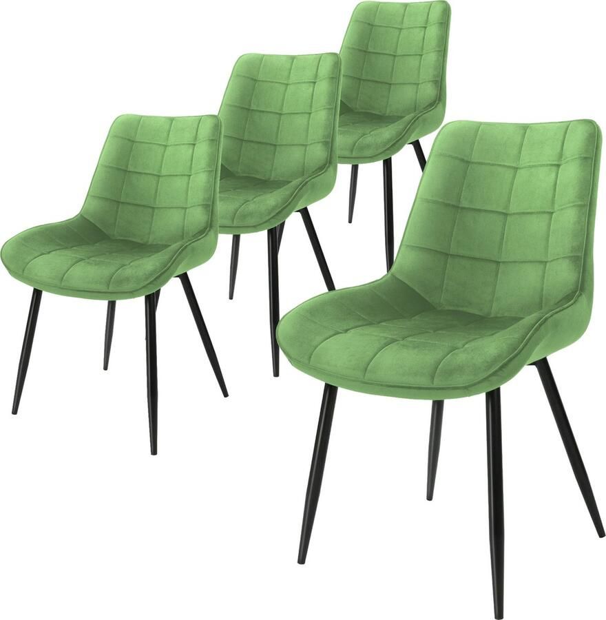 Ml-design Set van 4 Eetkamerstoelen met Rugleuning Groen Keukenstoel met Fluwelen Bekleding Gestoffeerde Stoel met Metalen Poten Ergonomische Stoel voor Eettafel Eetkamerstoel Woonkamerstoel Keukenstoelen - Foto 3