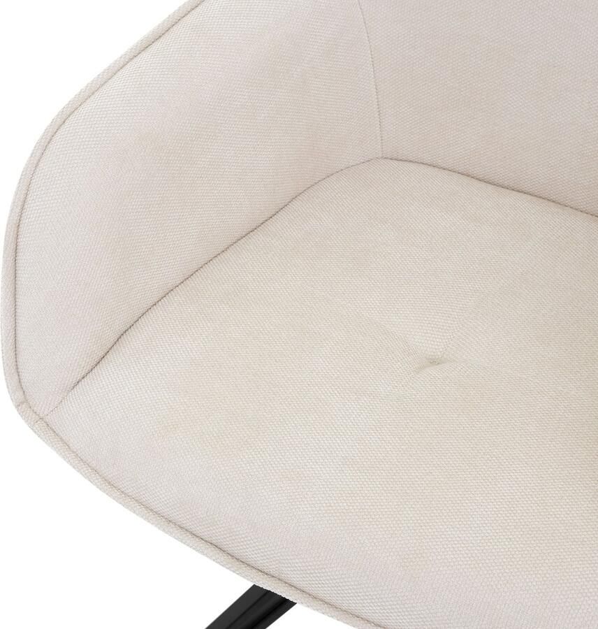 Ml-design eetkamerstoelen draaibaar set van 6 textiel geweven stof crème woonkamerstoel met armleuning rugleuning 360° draaibare stoel gestoffeerde stoel met metalen poten ergonomische fauteuil keukenstoel loungestoel