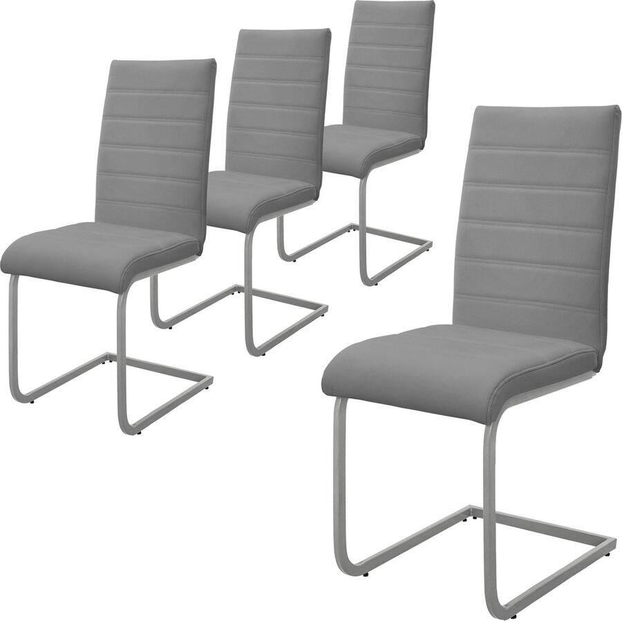 Ml-design eetkamerstoelen set van 4 zwart schommelstoel sledestoel met hoge rugleuning ergonomische keukenstoelen van kunstleer & metaal moderne gestoffeerde stoel voor eettafel & woonkamer - Foto 3